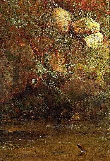 Albert Bierstadt Ferns_and_Rocks_on_an_Embankment